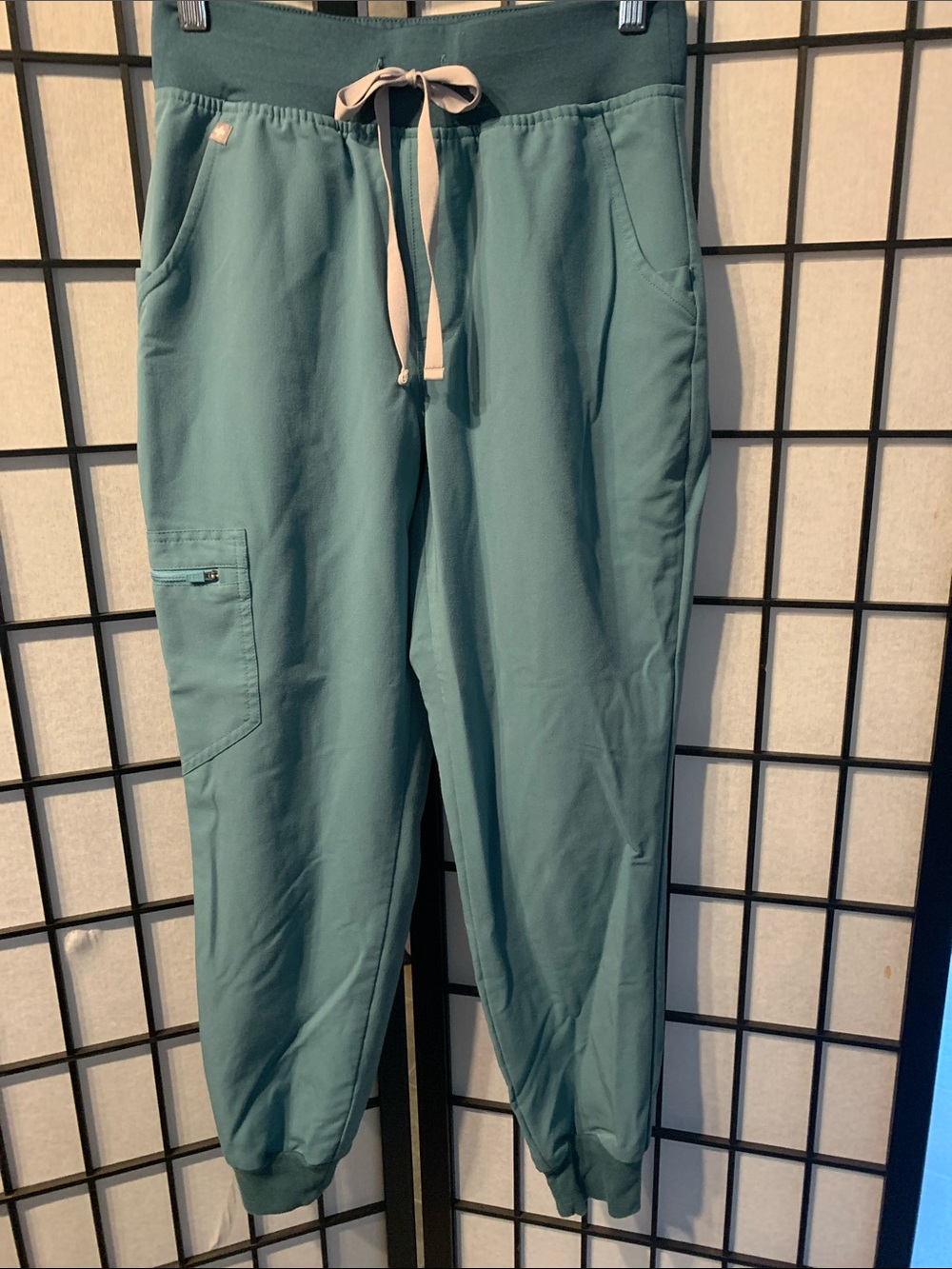 Figs women Teal Drawstring Joggers with Cargo Pocket Size Small